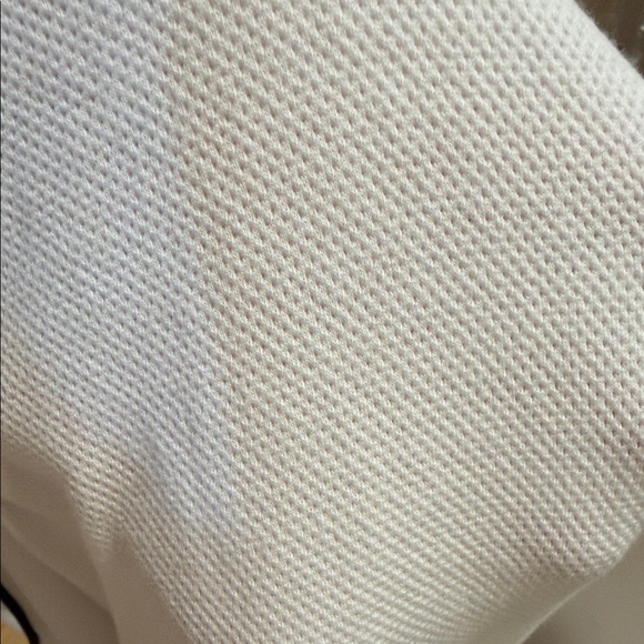 T by Talbots HOODED HALF-ZIP PIQUÉ PULLOVER White with Teal & Black Stripe Med - Picture 8 of 9